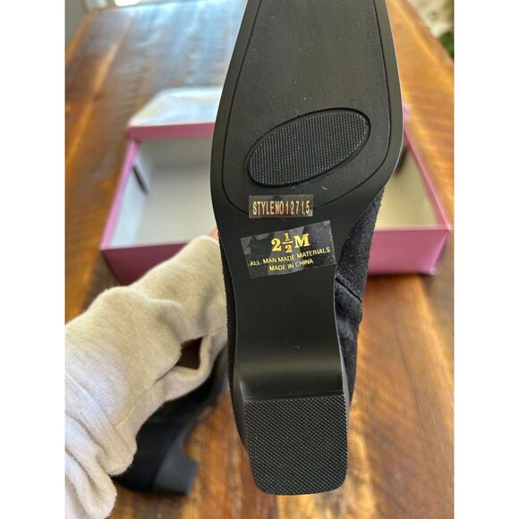 Cinderella Of Boston Black Micro Suede Fur-Lined Boots Size 2.5M - Picture 8 of 12